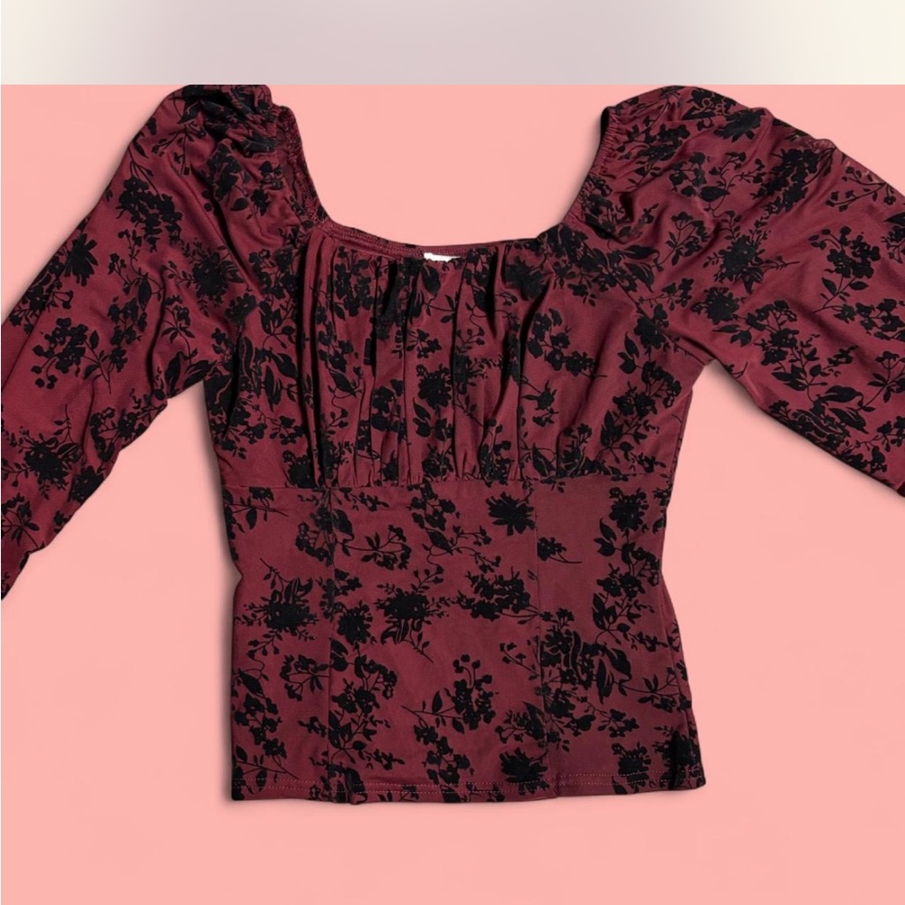 Chic Floral Maroon Blouse